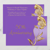 Cartes d'invitation élégantes violettes et dorées  (Devant / Derrière)