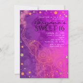Cartes d'invitation Éléphant Violet Rose Orange & (Devant)