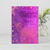Cartes d'invitation Éléphant Violet Rose Orange & (Debout devant)