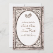 Cartes d'invitation en bois blanc rustique avec cô (Devant)