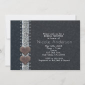 Cartes d'invitation en cuir noir et diamants de st (Devant)