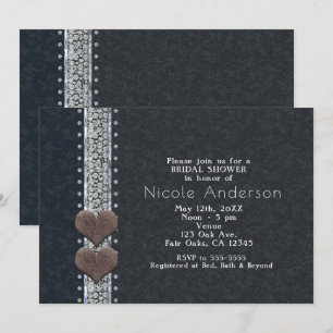 Cartes d'invitation en cuir noir et diamants de st