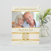 Cartes d'invitation en Damassé Or & Ivoire pour le (Debout devant)