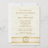 Cartes d'invitation en Damassé Or & Ivoire pour le (Dos)