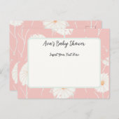 Cartes d'invitation en forme de pissenlit rose (Devant / Derrière)