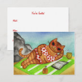 Cartes d'invitation Été Chat Bikini (Devant / Derrière)