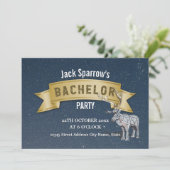 Cartes d'invitation étoilées ruban doré pour enter (Debout devant)