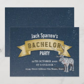 Cartes d'invitation étoilées ruban doré pour enter (Devant / Derrière)