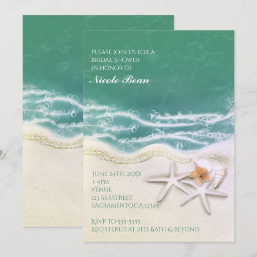 Cartes d'invitation Étoiles de mer sur la plage Ea (Devant / Derrière)