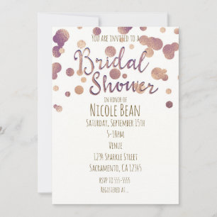 Cartes d'invitation Faux Bronze Or Rose pour Baby 