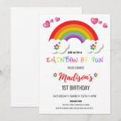 Cartes d'invitation Fête Arc-en-ciel pour Fille (Devant / Derrière)