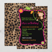 Cartes d'invitation Fille Singe Safari Chic Jungle (Devant / Derrière)