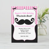 Cartes d'Invitation Filles Bash Moustache Rose Bla (Debout devant)