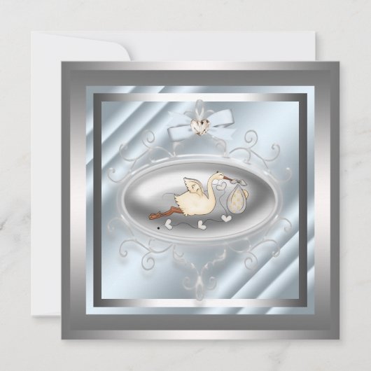 Cartes d'invitation Filleul pour bébé en bleu arge (Devant)