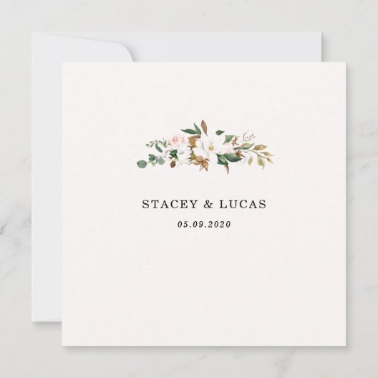 Cartes d'invitation Fleur de Magnolia Or (Dos)