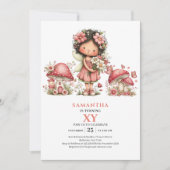 Cartes d'invitation Fleurs Blush pour les 5 ans de (Devant)