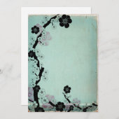 Cartes d'invitation fleurs de sakura vintage (Devant / Derrière)