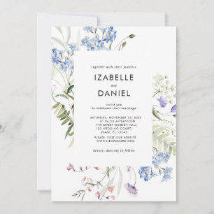 Cartes d'invitation Fleurs sauvages bleues Botaniq