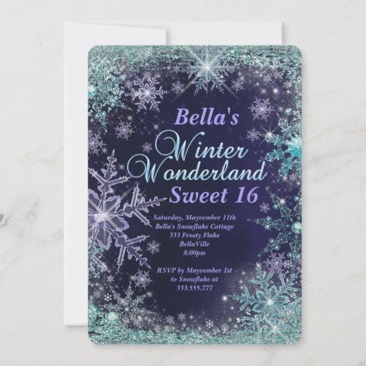 Cartes d'invitation Flocon de neige de Merveilleux (Dos)