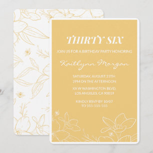 Cartes d'invitation Floral Moderne Jaune pour 36èm
