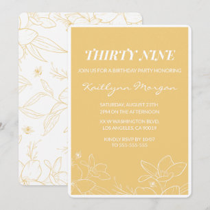Cartes d'invitation Floral Moderne Jaune pour 39èm