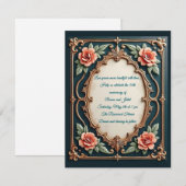 Cartes d'invitation florales dorées et blush (Devant / Derrière)