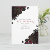 Cartes d'invitation florales gothiques Fleurs roug (Debout devant)