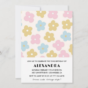 Cartes d'invitation florales rétro pour 72e annive