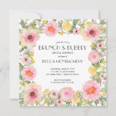 Cartes d'invitation florales roses à l'aquarelle p (Devant)