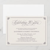 Cartes d'invitation formelles pour les 30 ans (Devant / Derrière)
