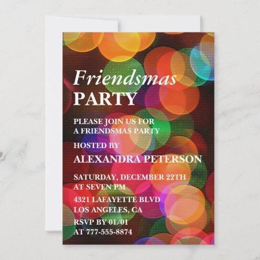 Cartes d'invitation Friendsmas Confettis Colorés É (Devant)