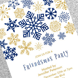 Cartes d'invitation Friendsmas Paillettes Flocons
