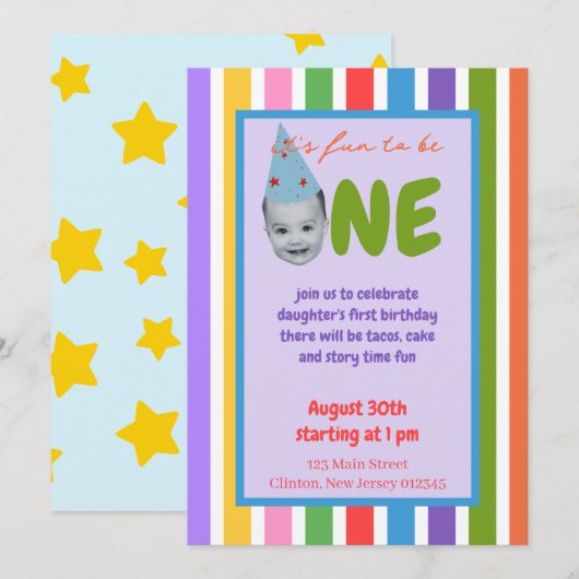 Cartes d'invitation Fun to be One (Devant / Derrière)