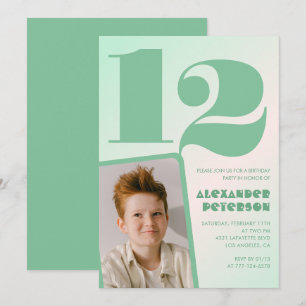Cartes d'invitation garçon 12 ans avec dégradé ver