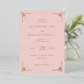 Cartes d'invitation géométriques Elegant Peach (Debout devant)