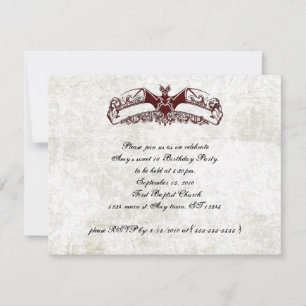 Cartes d'invitation gothiques pour les 16 ans de l