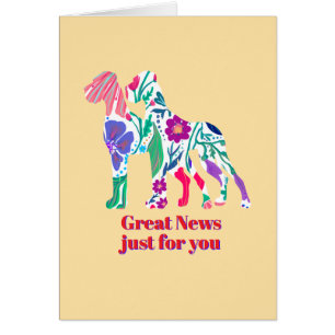 Cartes d'invitation Great Dane rose floral