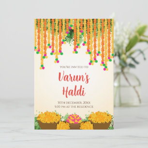 Cartes d'invitation Haldi du marié Cartes de Pithi