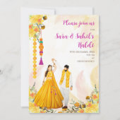 Cartes d'invitation Haldi et invitations de mariag (Devant)
