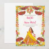 Cartes d'invitation Haldi & Invitation Holud Carte (Devant / Derrière)