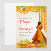 Cartes d'invitation Haldi & invitations Pithi Cart (Devant / Derrière)