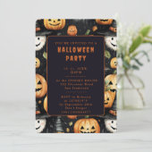 Cartes d'invitation Halloween - Citrouilles et Mon (Debout devant)