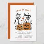 Cartes d'invitation Halloween pour un traitement o (Devant / Derrière)