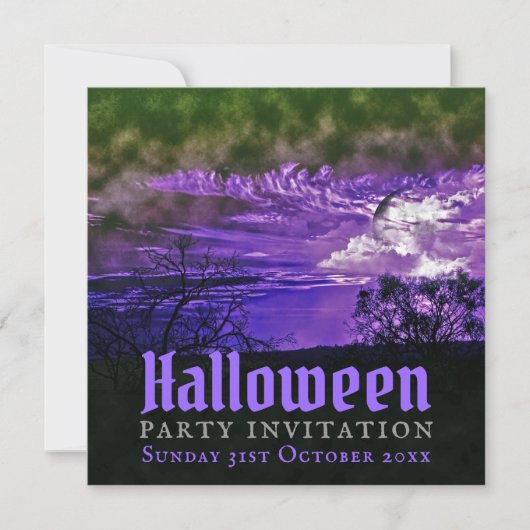 Cartes d'invitation Halloween violet Clair de Lune (Devant)