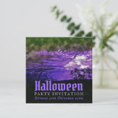 Cartes d'invitation Halloween violettes Clair de l (Debout devant)