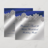 Cartes d'invitation Hiver Flocon de neige Cristal (Devant / Derrière)