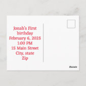 Cartes d'invitation joyeux anniversaire mignonnes (Dos)