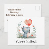 Cartes d'invitation joyeux anniversaire mignonnes (Devant / Derrière)