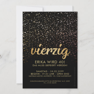 Cartes d'invitation jubilé or noir 40 ans