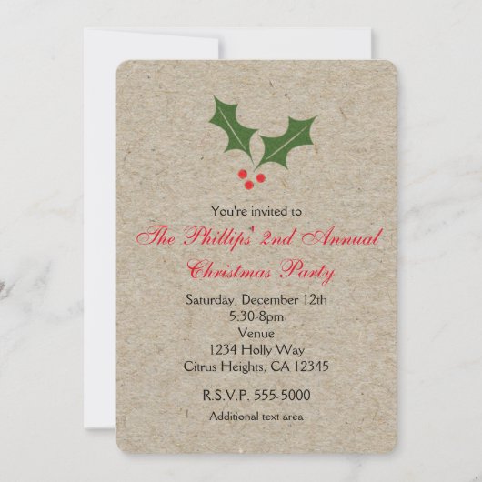 Cartes d'invitation kraft pour les fêtes de Noël a (Devant)